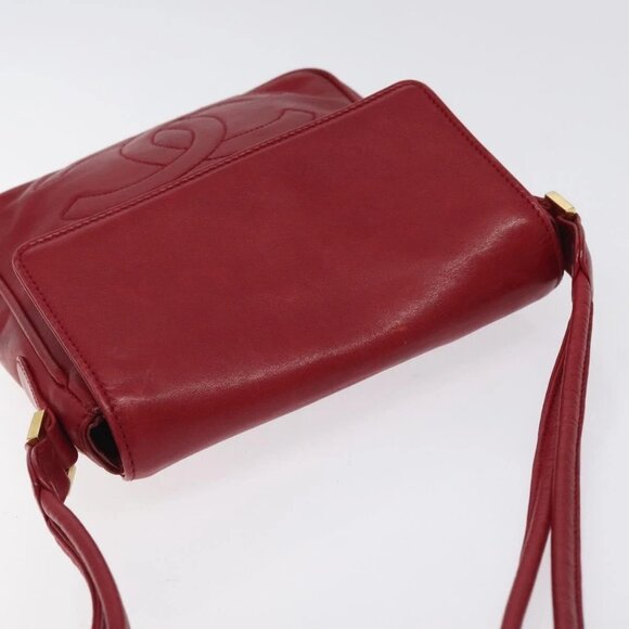 CHANEL COCO Mark Shoulder Bag Lamb Skin Red Gold - Picture 5 of 16